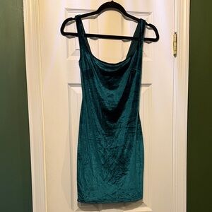 re:named Dark Green Velvet Dress